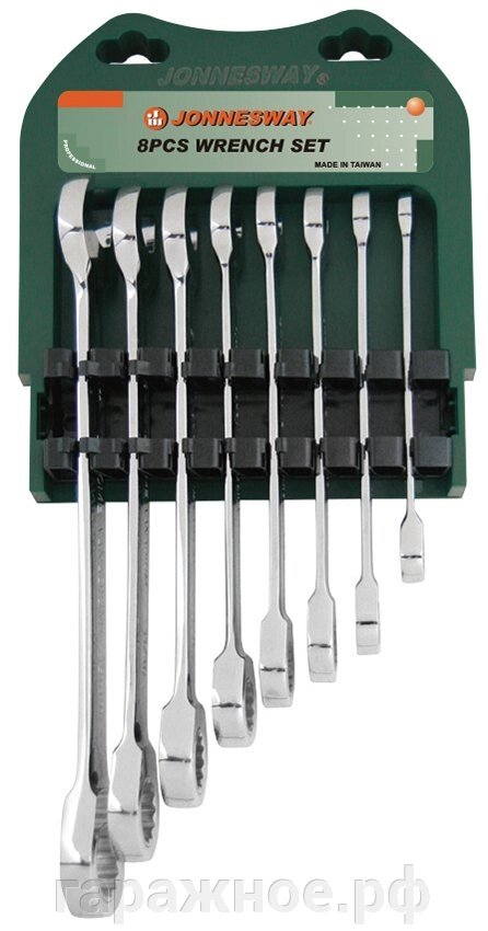 Набор ключей комбинированных трещоточных 10-19 мм, 8 предметов от компании ООО "Евростор" - фото 1