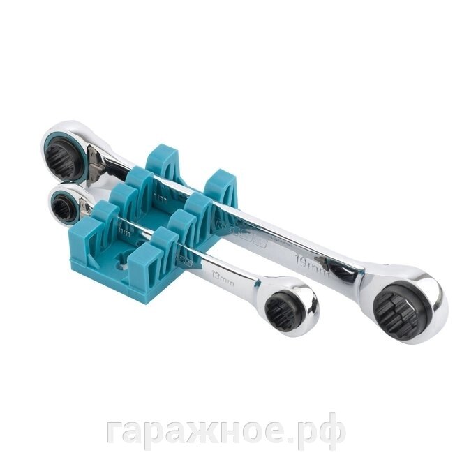 Набор ключей накидных с трещоткой, 8-19 мм, 2 шт, многоразмерные, реверсивные, CrV. GROSS от компании ООО "Евростор" - фото 1