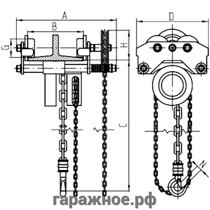 Таль цепная передвижная