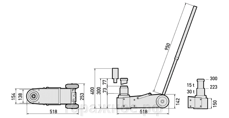 Домкрат подкатной NP15-2B