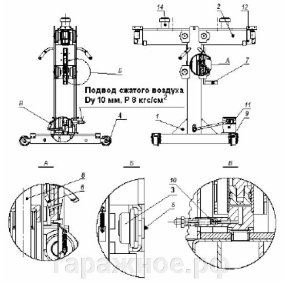 Автомобильный канавный подъемник ПРК-16