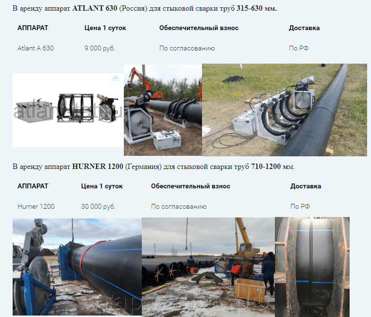 Предлагаем в аренду стыковые сварочные аппараты для полиэтиленовых (ПНД) труб до 1200мм.