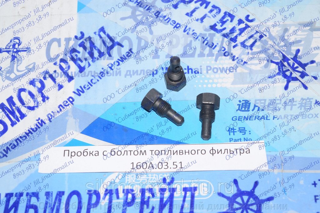 Пробка с болтом топливного фильтра160A.03.51  (8170ZC435-1) от компании ООО "СибМорТрейд" Официальный дилер компании Weichai Power в России. - фото 1