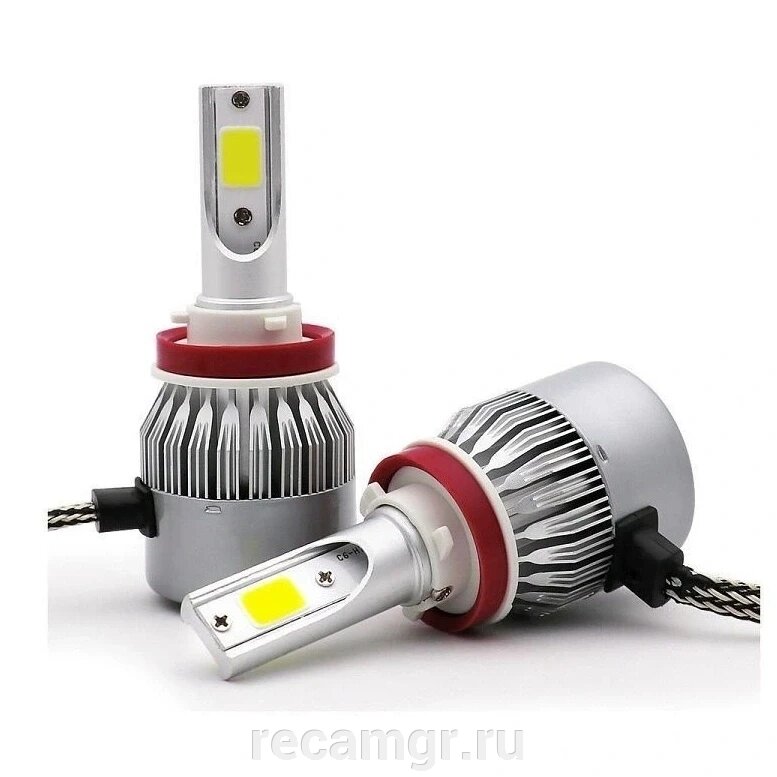 Лампа светодиодная H11 для авто 2шт. LED C6 (ярче ксенона) 12/24V 6000K 3800Lm от компании Компания Рекам Групп - фото 1
