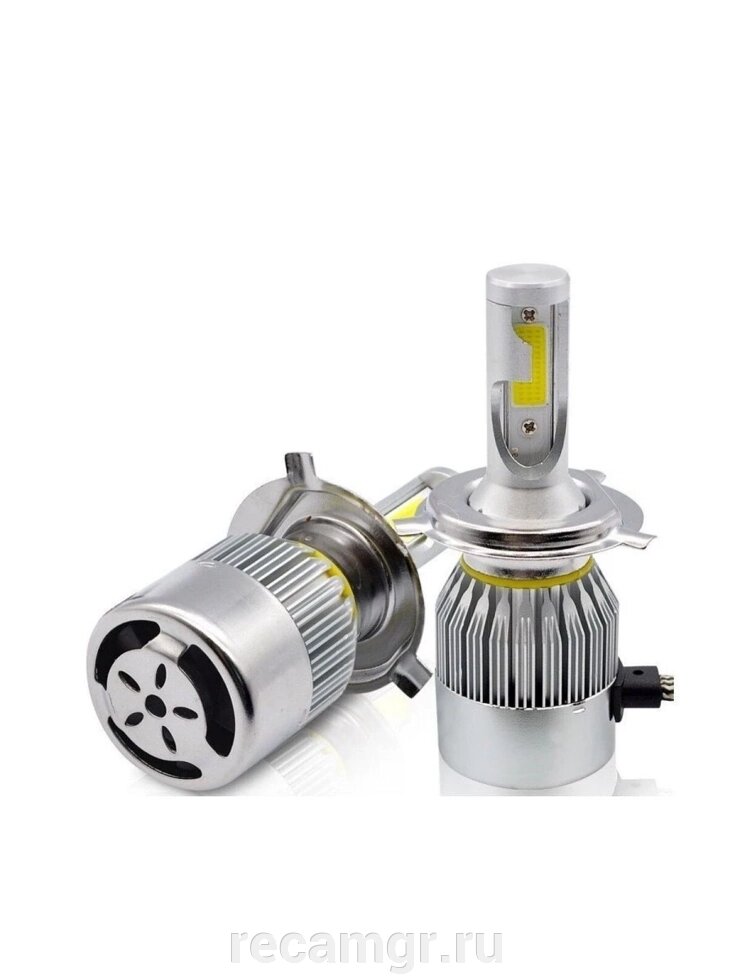 Лампа светодиодная H4 для авто 2шт. LED C6 (ярче ксенона) 12/24V 6000K 3800Lm от компании Компания Рекам Групп - фото 1