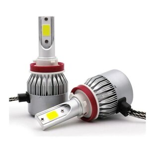 Лампа светодиодная H11 для авто 2шт. LED C6 (ярче ксенона) 12/24V 6000K 3800Lm