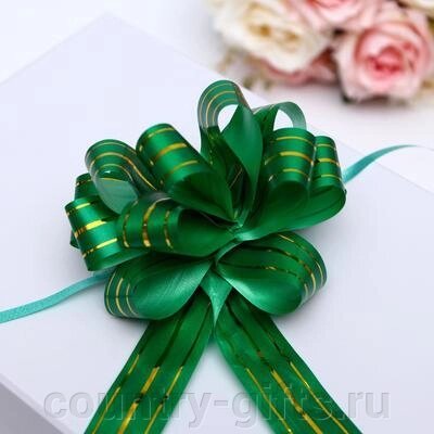 Бант-шар Золотые полосы,  цвет зелёный от компании CountryGifts - фото 1