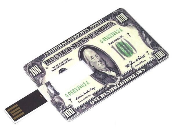 Флэш-память USB Кредитка 100 USD 8Гб от компании CountryGifts - фото 1