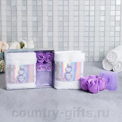 Набор «8 Марта: мыльные лепестки, мыло, полотенце от компании CountryGifts - фото 1