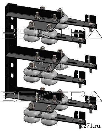 Кронштейн троллейный К42СУ1 с троллеедержателями К267АС 6 шт. (секционный) от компании ООО "Вектра" - фото 1