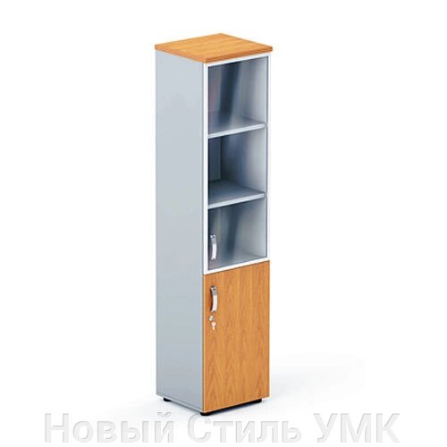 Шкаф узкий с глухими и стеклянными дверцами (в раме) БОСТОН от компании Новый Стиль УМК - фото 1