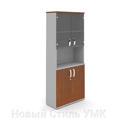 Шкаф высокий с глухими и стеклянными дверцами MM5-025 МИЛАН от компании Новый Стиль УМК - фото 1
