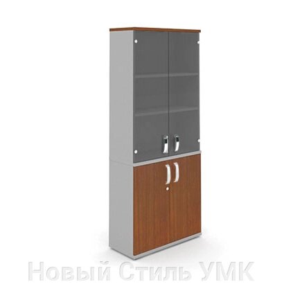 Шкаф высокий с глухими и стеклянными дверцами MM5-026 МИЛАН от компании Новый Стиль УМК - фото 1