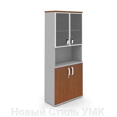 Шкаф высокий с глухими и стеклянными дверцами MM5-027 МИЛАН от компании Новый Стиль УМК - фото 1