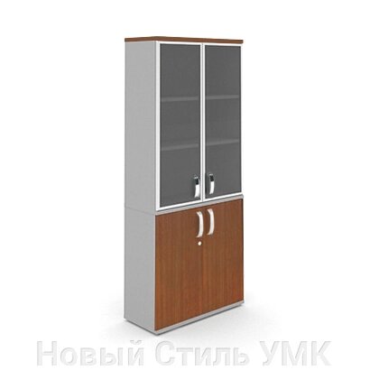 Шкаф высокий с глухими и стеклянными дверцами MM5-028 МИЛАН от компании Новый Стиль УМК - фото 1