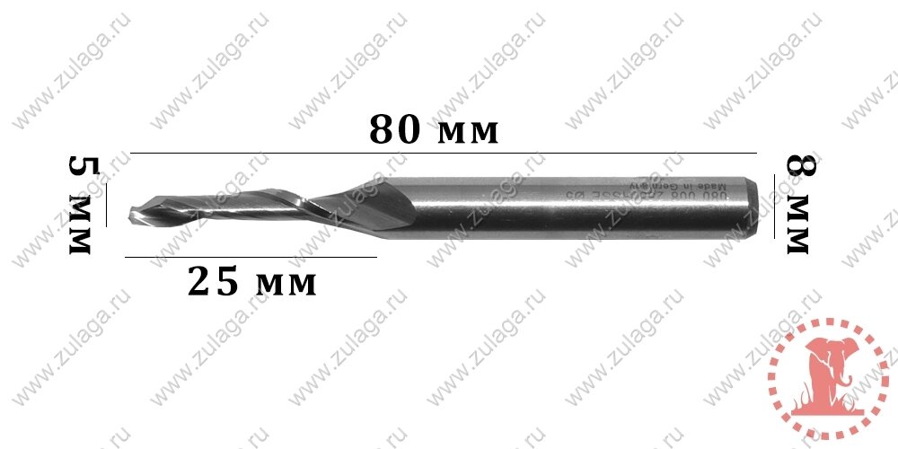 Фреза однозубая 5x25x80x8 HSS co 5% от компании ООО "ТехКом" - фото 1