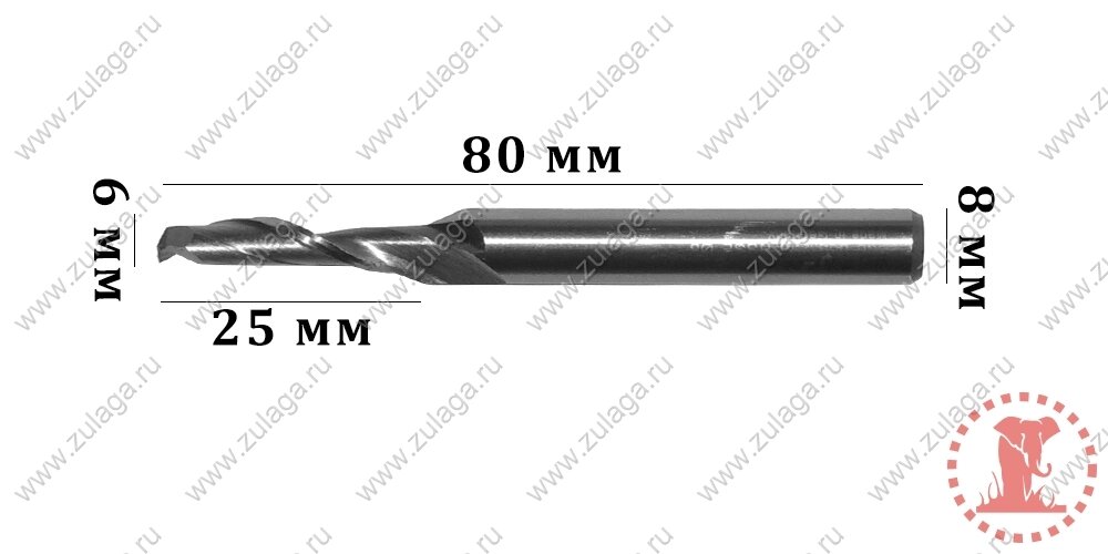 Фреза однозубая 6x25x80x8 HSS co 5% от компании ООО "ТехКом" - фото 1