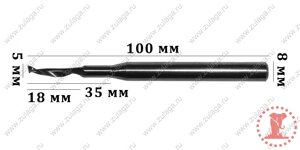 Фреза однозубая удлиненная 5x18/35x100x8 HSS co 5% J. M. D