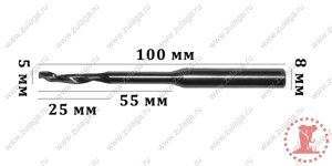 Фреза однозубая удлиненная 5x25/55x100x8 HSS co 5% J. M. D