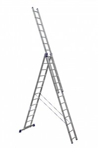 Лестница алюминевая трехсекционная универ. (367/645/870 см) Алюмет 3х13 ст