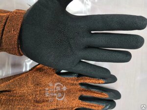 Перчатки ПЕНА облив черным Корея M коричневые