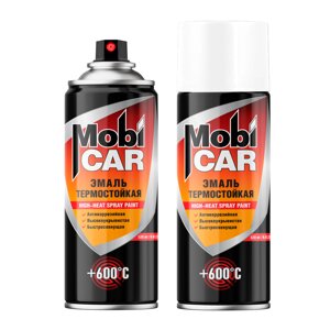 Эмаль термостойкая +600°С MobiCAR, сигнальный белый 9003, аэрозоль, 520мл