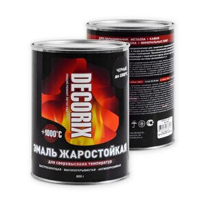 Эмаль жаростойкая +1000°С DECORIX, черный, банка, 0,8 кг