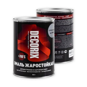 Эмаль жаростойкая +700°С DECORIX, банка 0,8 кг., белый