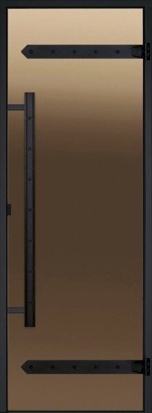 HARVIA Двери стеклянные LEGEND 8/19 черная коробка сосна, бронза D81901ML от компании СпаТех - фото 1