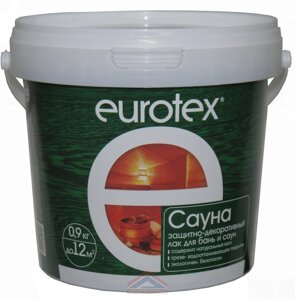 Лак защитный для дерева "EUROTEX-САУНА" бесцветный 0,9 л