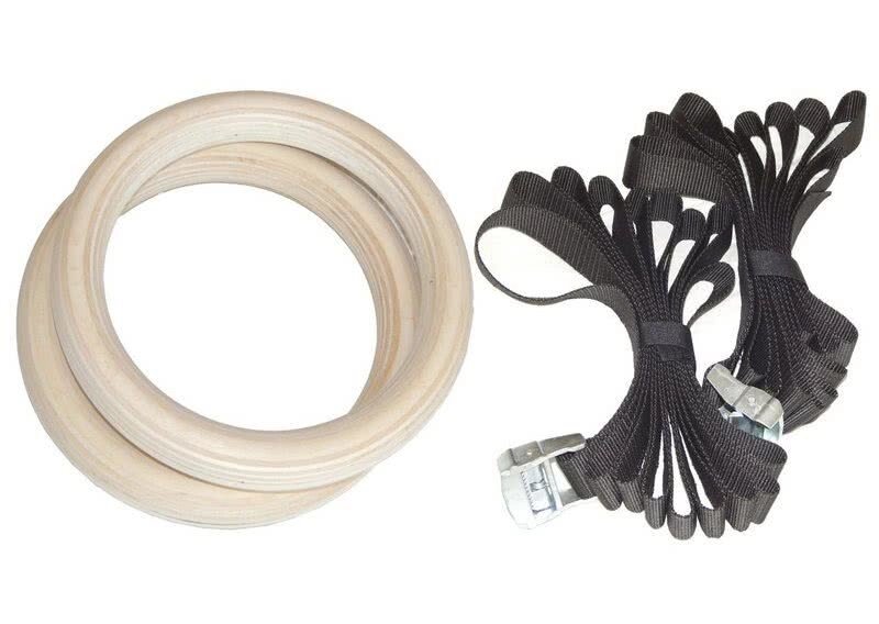 Гимнастические кольца для кроссфита, деревянные толщина 32 мм с подвесами от компании Интернет-магазин "Спорттовары24" - фото 1