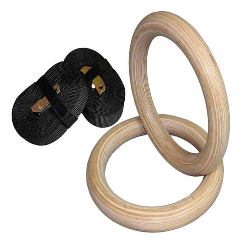 Кольца гимнастические деревянные толщина 32 мм, диаметр 240 мм с подвесами от компании Интернет-магазин "Спорттовары24" - фото 1