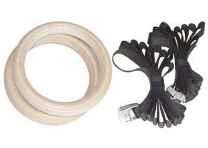 Гимнастические кольца для кроссфита, деревянные толщина 32 мм с подвесами в Республике Марий Эл от компании Интернет-магазин "Спорттовары24"