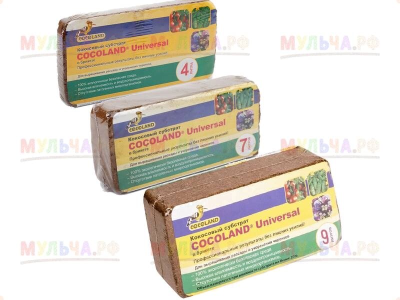 Cocoland Субстрат кокосовый в блоках Cocoland Universal, 65-70 л (5 кг) от компании Наш Кедр и Мульча. рф - фото 1