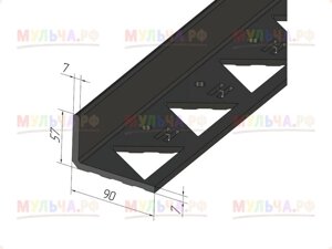 Бордюр секциями Уголок 57, черный, 0,057 x 3 м, Россия, шт