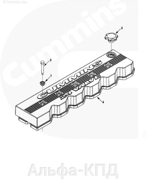 3945834 Крышка клапанная двигателя Cummins QSC8.3 от компании Альфа-КПД - фото 1