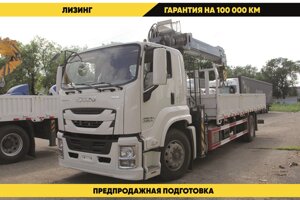 Бортовой автомобиль на шасси Isuzu Giga 4х2, 205 л. с, борт 6.5 м, с КМУ 10 т