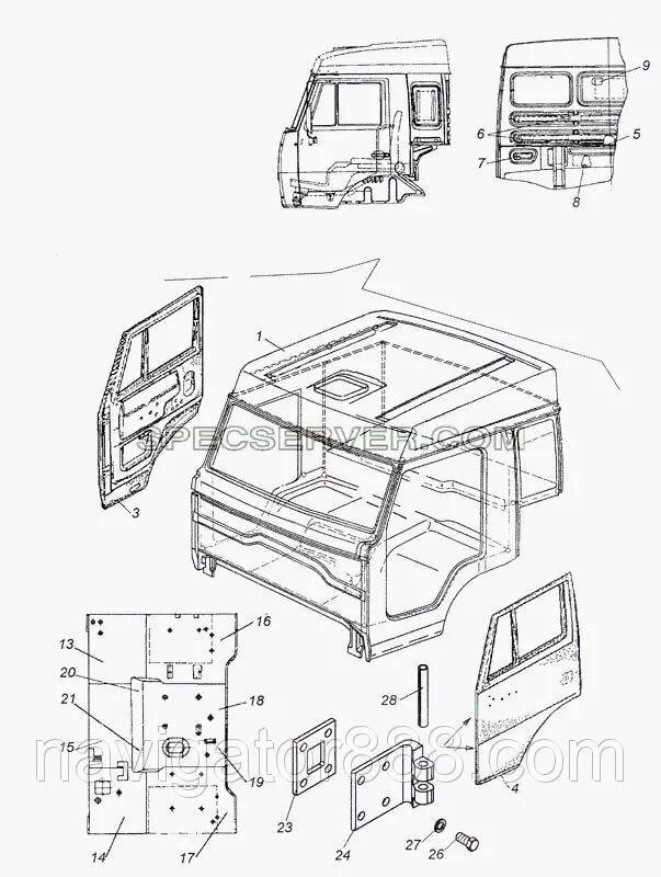 Кабина КАМАЗ-4308 (каркас) (со спальным местом) 4308-5000014-04 от компании ООО  "ДИЗЕЛЬ-НАВИГАТОР" - фото 1