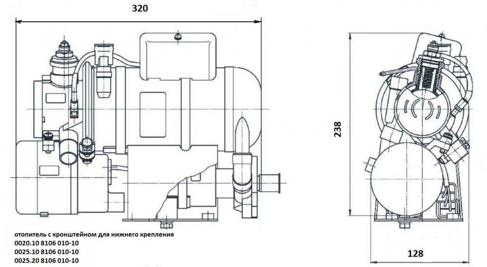 Отопитель независимый жидкостный (LCV), микроавтобусы, внедорожники 0025-10 8106 010-10 от компании ООО  "ДИЗЕЛЬ-НАВИГАТОР" - фото 1