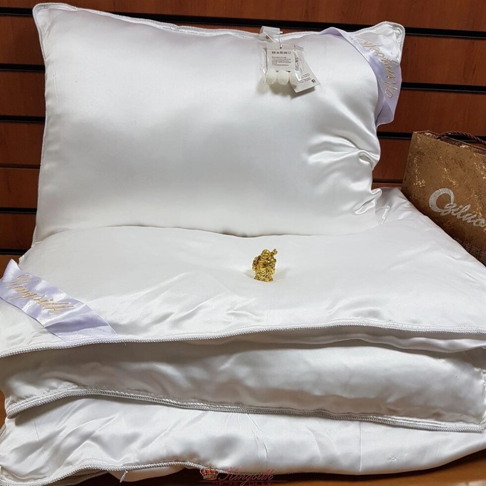 Kingsilk Luxury 200х220 всесезонное одеяло белое шелк в шелке 0,9 кг от компании Интернет-магазин "Тапочки с задником" - фото 1