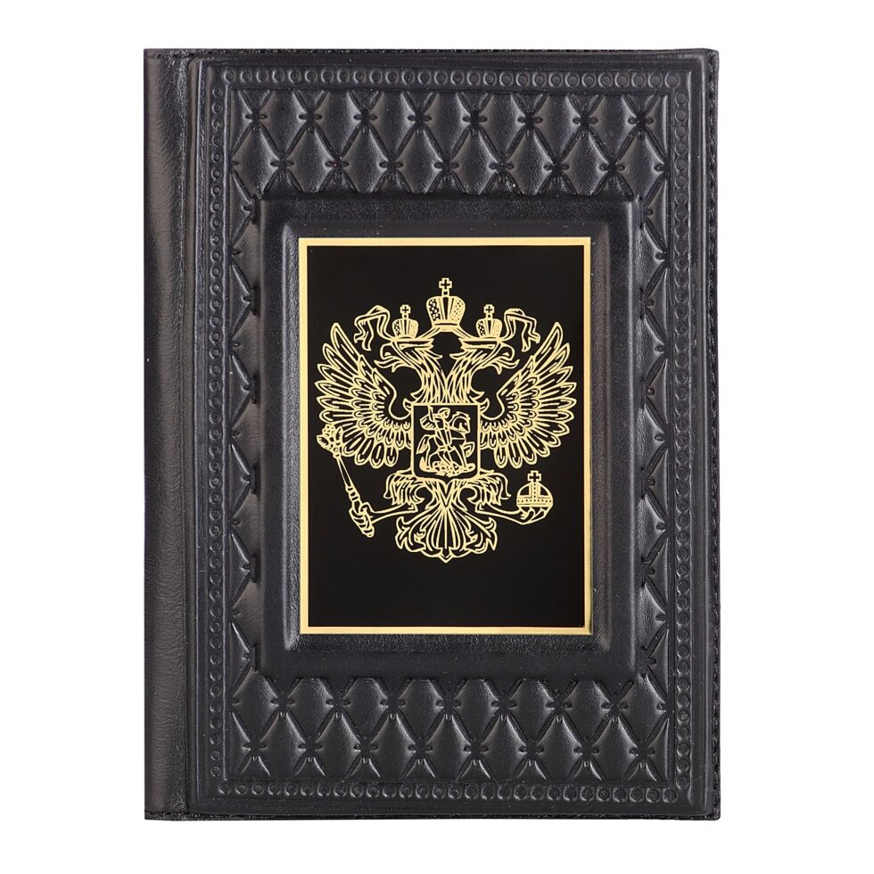 Макей Обложка для паспорта «Герб» с накладкой из стали. Цвет черный от компании Интернет-магазин "Тапочки с задником" - фото 1