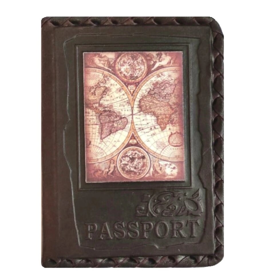 Макей Обложка на паспорт «Глобус». Цвет коричневый от компании Интернет-магазин "Тапочки с задником" - фото 1