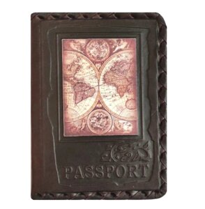 Макей Обложка на паспорт «Глобус»Цвет коричневый