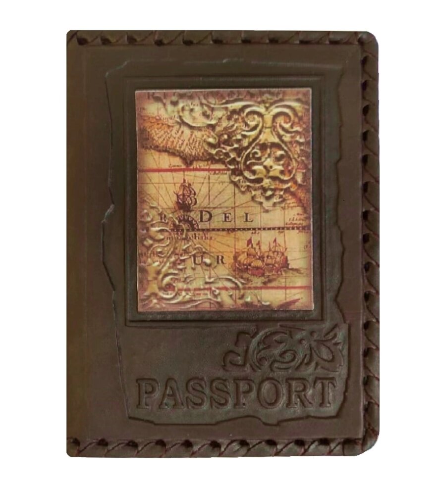 Макей Обложка на паспорт «Карта». Цвет коричневый ##от компании## Интернет-магазин "Тапочки с задником" - ##фото## 1