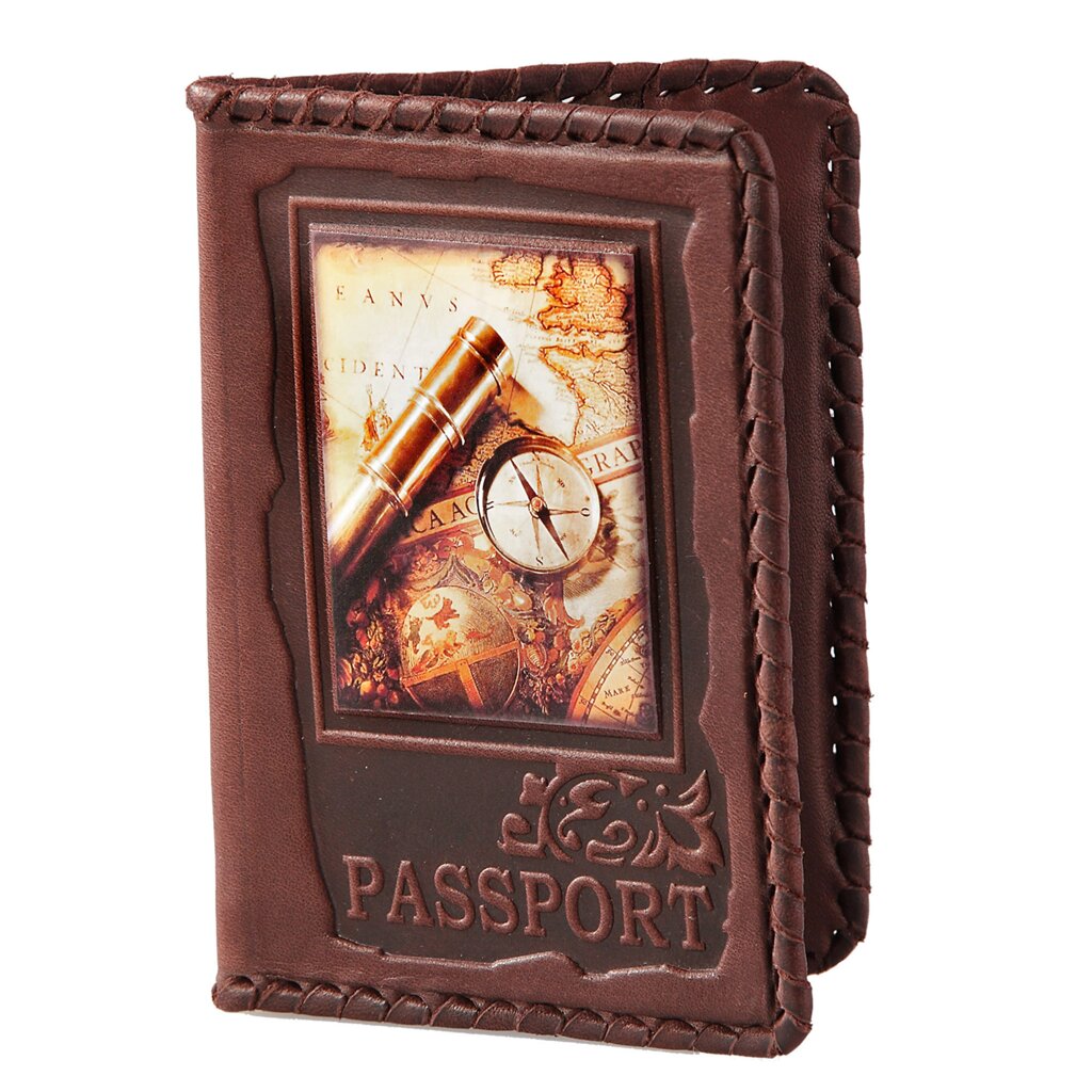 Макей Обложка на паспорт «Вокруг света». Цвет коричневый от компании Интернет-магазин "Тапочки с задником" - фото 1