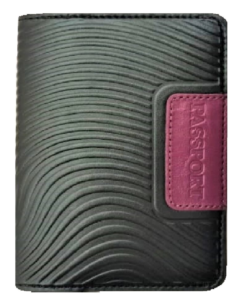 Макей Обложка на паспорт «Waves». Цвет черный-фуксия от компании Интернет-магазин "Тапочки с задником" - фото 1