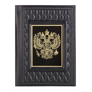 Макей Обложка для паспорта «Герб» с накладкой из стали. Цвет черный
