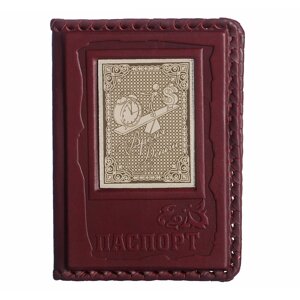 Макей Обложка для паспорта «Время-деньги-1» с накладкой покрытой никелем