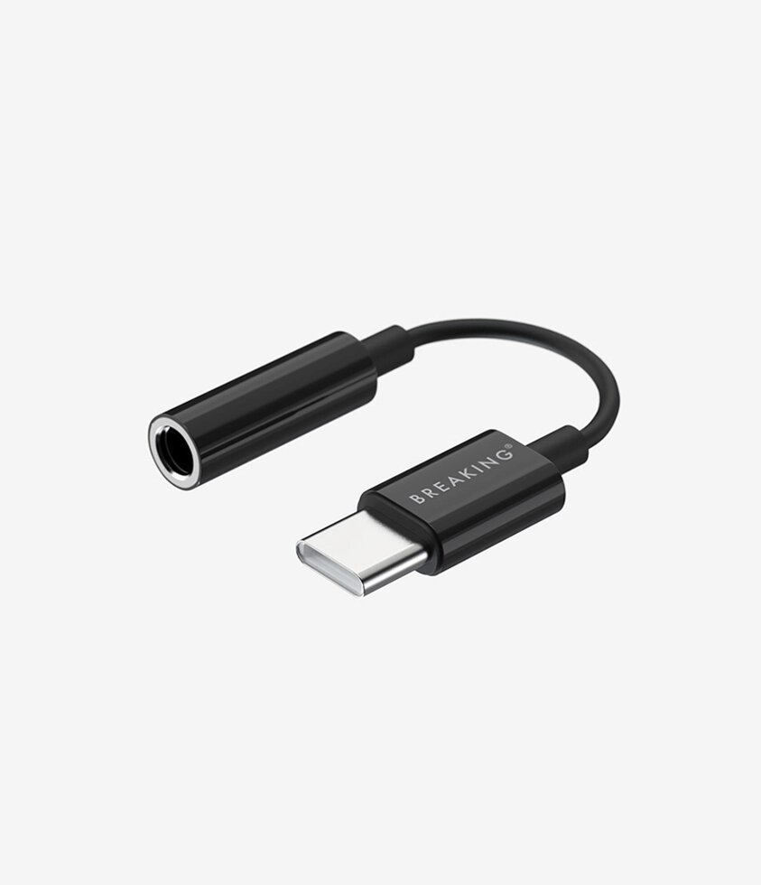 Адаптер Breaking Type-C - 3.5мм (Черный) / выход 3.5mm для наушников ...