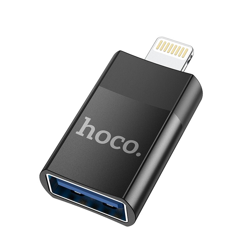 Адаптер Hoco OTG UA17i USB-A 2.0 in - Lightning out коробка Black от компании Медиамир - фото 1